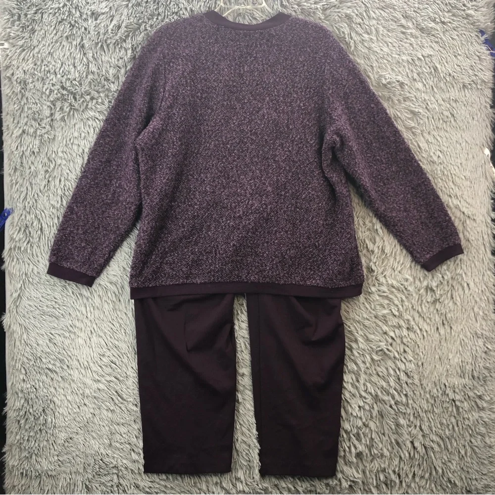Cathy Daniels Pants Set 2 Piece XL Sweater Matching Pull On Pant Set Embroidered